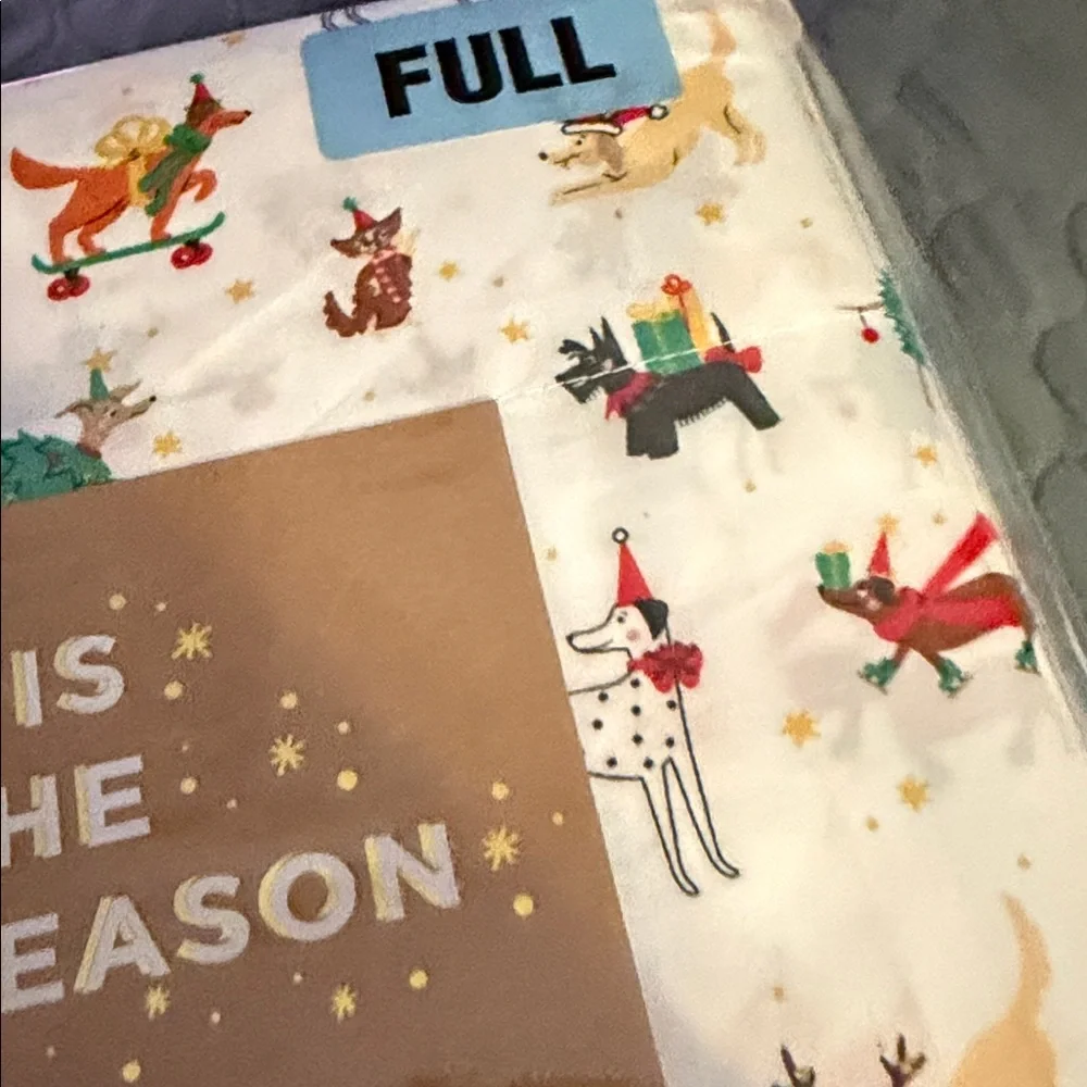 Tis the Season Festive Dog Holiday 4-Piece Sheet Set